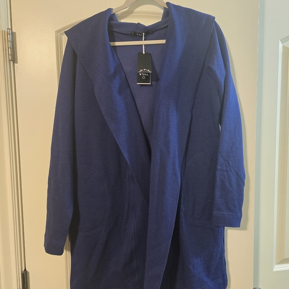 YALA Hooded Cardigan L/XL – Organic Cotton Bamboo Blend – Royal Blue NWT - Picture 3 of 5